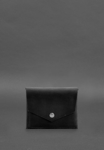 Шкіряний гаманець mini 3.0 (кард-кейс) чорний Crazy Horse - SvitStyle