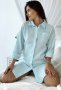Женская рубашка на пуговицах из натуральной ткани Pearl голубой (1)