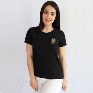Женская футболка черная "Kolosok" желто-голубые - SvitStyle