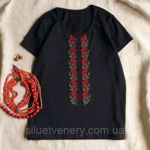 Вышиванка футболка женская "Калина" с вышивкой на груди - SvitStyle