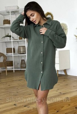 Муслиновая женская рубашка Coconut зеленый M - 8615186 - SvitStyle