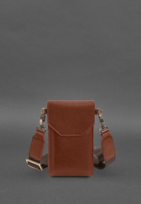 Шкіряна сумка-чохол для телефону світло-коричнева - SvitStyle