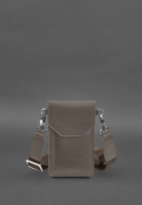 Шкіряна сумка-чохол для телефону темно-бежева - 8616320 - SvitStyle