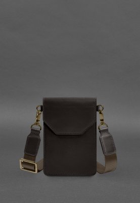 Шкіряна сумка для телефону maxi Темно-коричнева - SvitStyle