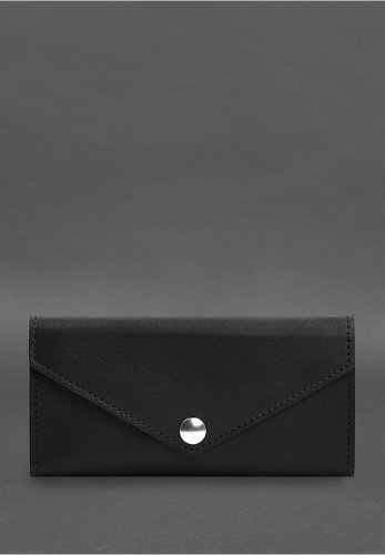 Шкіряний клатч (портмоне) на кнопці 5.0 Чорний краст - SvitStyle