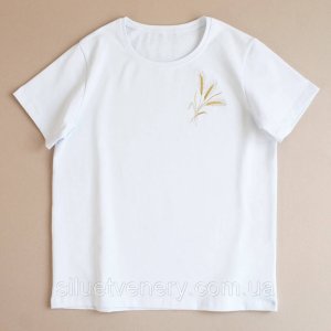 Белая женская футболка вышивка "Kolosok" короткий рукав S - 8617367 - SvitStyle