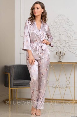 Пижама женская/домашний комплект 3в1 из шелка Seline відео - 8627246 - SvitStyle