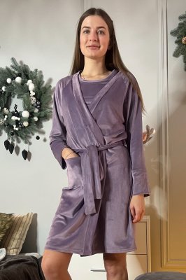 Велюровий халат жіночий Хл1600 Лавандовий - SvitStyle