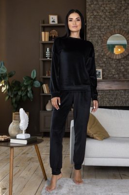 Тепла велюрова піжама кофта з брюками Пч1500 Чорний - SvitStyle