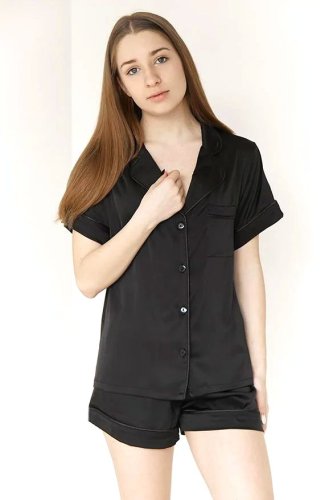 Жіноча елегантна піжама П1350 Чорний - SvitStyle