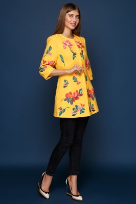 Пальто жіноче "Ідеал" жовте | Купити пальто в інтернет магазині - 6742889 - SvitStyle