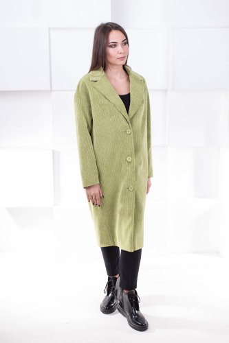 Вельветове пальто Стимул зелене | Купити пальто в інтернеті - SvitStyle
