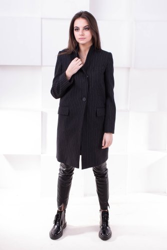 Жіноче демісезонне пальто Елізабет чорне | Купити пальто в інтернеті - SvitStyle