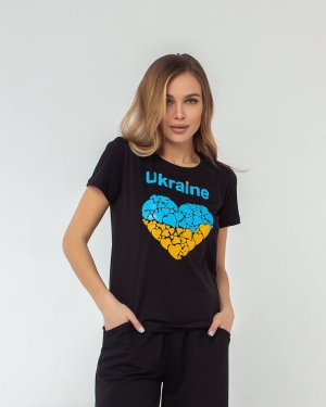 Патриотическая женская футболка с накатом - 8415203 - SvitStyle