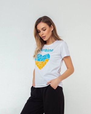 Патриотическая женская футболка с накатом - 8415204 - SvitStyle