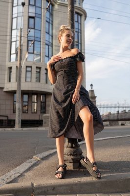 Платье штапель Горошек - 8442465 - SvitStyle