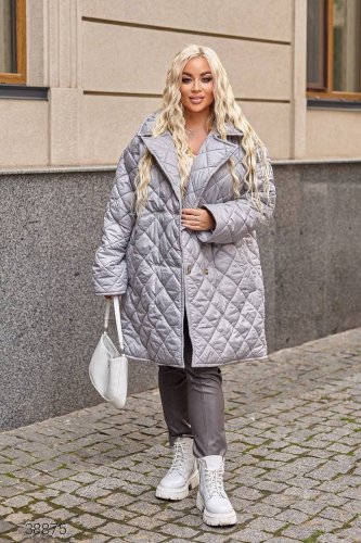Пальто жіноче стьобане великого розміру - SvitStyle