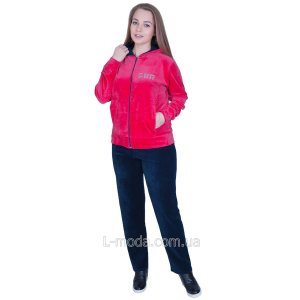 Спортивный костюм женский велюровый красный - SvitStyle