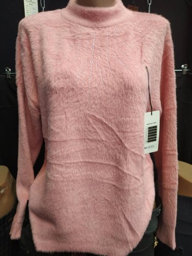 Кофта женская  альпака-травка стойка светло-розовая - SvitStyle