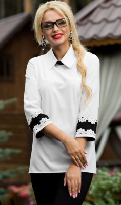 Біла блузка з чорними вставками - SvitStyle