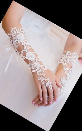 Весільні рукавички білі з плетеного мережива А-1026 - SvitStyle