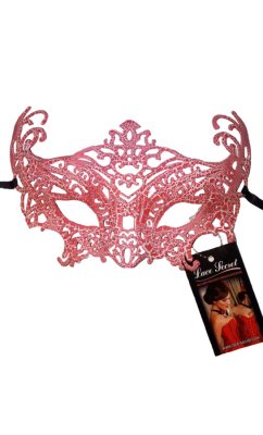 Ажурна карнавальна маска коралова А-1069 - 5979597 - SvitStyle