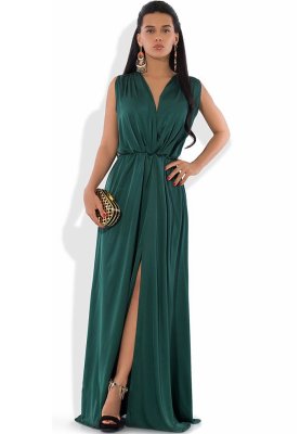 Сукня максі з шовку Армані зелене - 7379336 - SvitStyle