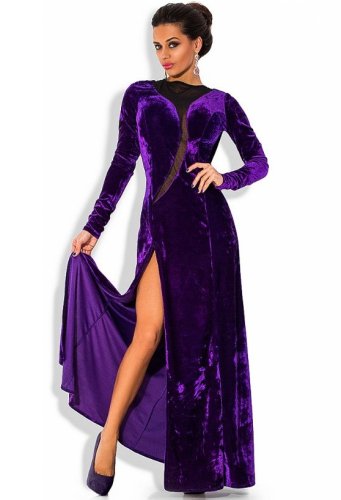 Оксамитове ексклюзивне вечірнє плаття фіолетового кольору - SvitStyle