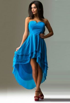 Синє вечірнє плаття з укороченим передом - SvitStyle