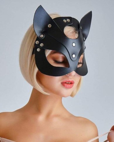 Шкіряна маска кішки А-1218 - SvitStyle
