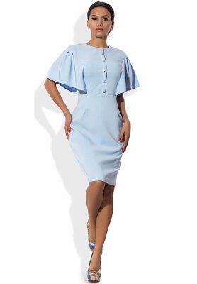 Блакитна офісна сукня з рукавами-пелеринками Д-869 - 8436173 - SvitStyle