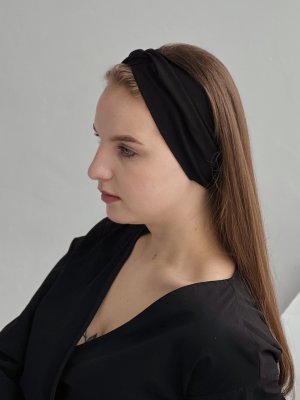 Пов'язка жіноча чалма на голову широка універсальна D.Hats чорного кольору - 8613996 - SvitStyle