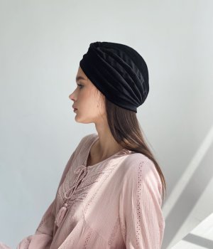 Чалма оксамитова жіноча в східному стилі красива шапка тюрбан для дівчини чорна - 8614022 - SvitStyle