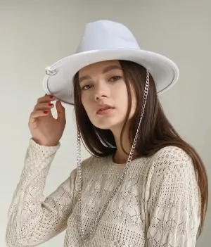 Капелюх жіночий Федір Фетровий зі срібним ланцюгом D.Hats білого кольору - 8614046 - SvitStyle