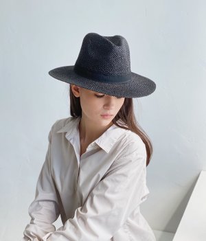 Капелюх солом'яний жіночий федора стильний ковбойка модна чорного кольору - 8614056 - SvitStyle