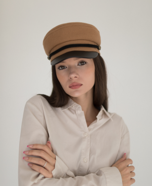 Кепі кашкет жіночий стильний зі шнурком молодіжний демісезонний колір кемел - SvitStyle