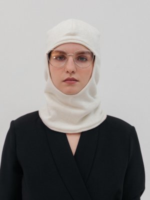 Балаклава шапка жіноча стильна вязана молодіжна модна молочна - 8614103 - SvitStyle