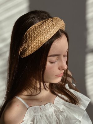 Обруч жіночий для волосся солом'яний D.Hats бежевого кольору - 8614148 - SvitStyle