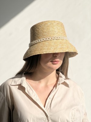 Капелюх жіночий літній солом'яний D.Hats колір бежевий - 8614156 - SvitStyle