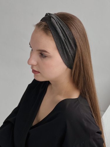 Повязка чалма жіноча на голову універсальна D.Hats темно-сірого кольору - SvitStyle