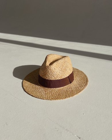 Капелюх з натурального рафію з коричневою стрічкою D.Hats - SvitStyle