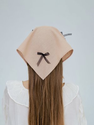 Жіноча косинка з бантиками з льону D.Hats беж - 8614343 - SvitStyle