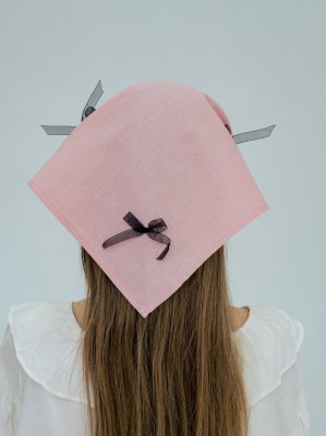 Жіноча косинка з бантиками з льону D.Hats рожева - 8614344 - SvitStyle