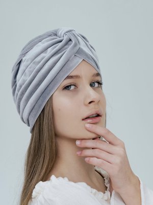 Чалма жіноча східна оксамитова D.Hats світло сірого кольору - 8614348 - SvitStyle