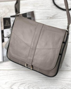 Женская серо-бежевая сумка натуральная кожа код 22-154 - 8314148 - SvitStyle