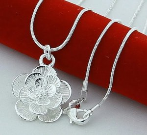 Ланцюжок із кулоном Квітка покриття срібло код 1374 - SvitStyle