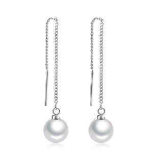 Сережки ланцюжки з перлами код 407 - 8609908 - SvitStyle