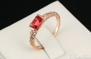 Кільце позолочене жіноче з червоним кристалом код 936 - 8609987 - SvitStyle