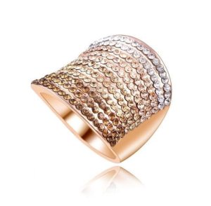Позолоченне жіноче кольцо с кристаллами код 177 - 8610013 - SvitStyle
