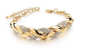 Жіночий золотистий браслет із кристалами код 233 - SvitStyle